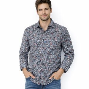 7 Downie St. Men’s Geometric Print Long Sleeve Button Down Flip Cuff Shirt